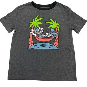 OLD NAVY T-Shirt Size 8 Astronaut Graphic Heather Gray Short Sleeve Crew Neck